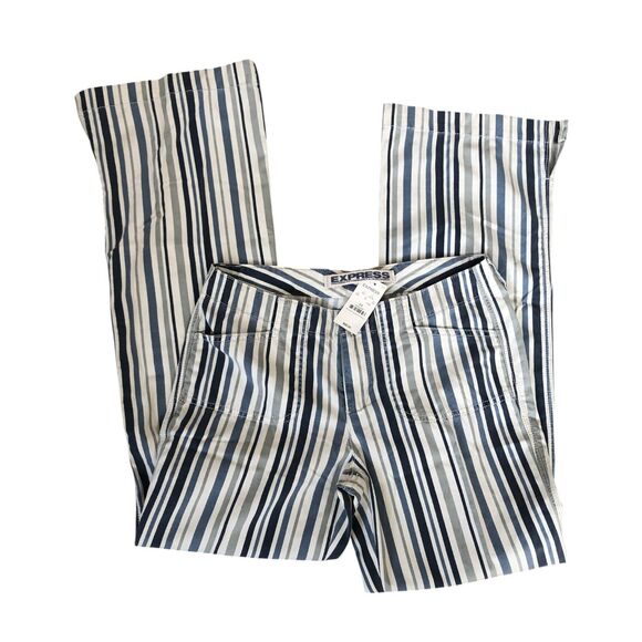 Striped Straight Leg Coastal Preppy Stripe Cotton Beachy Jeans w Slit 5/6 NWT - Picture 9 of 12